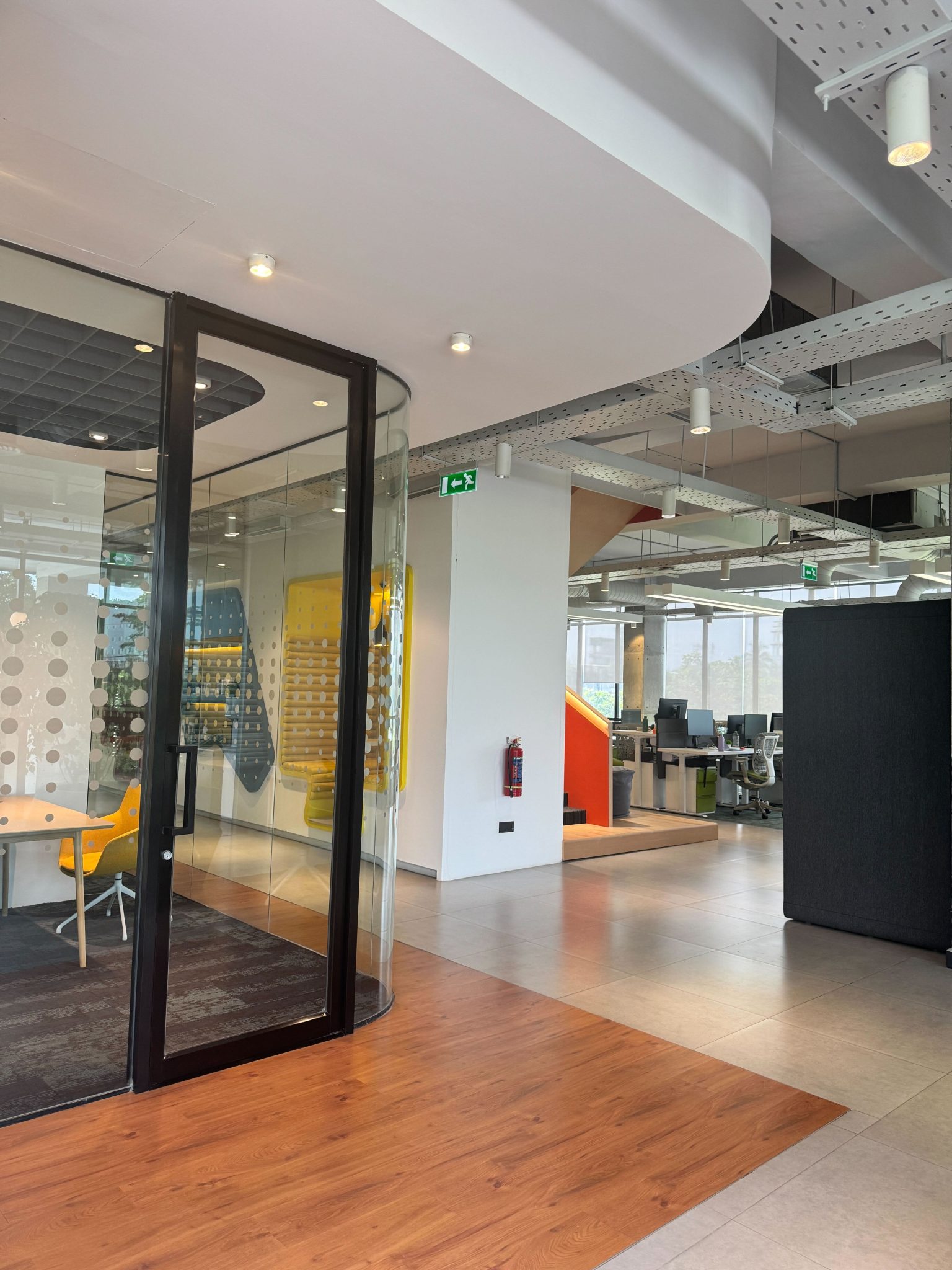Modern office with glass partition walls